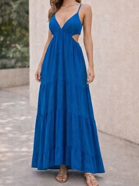 NWOT Raviya Royal Blue Cutout Tiered Maxi Dress